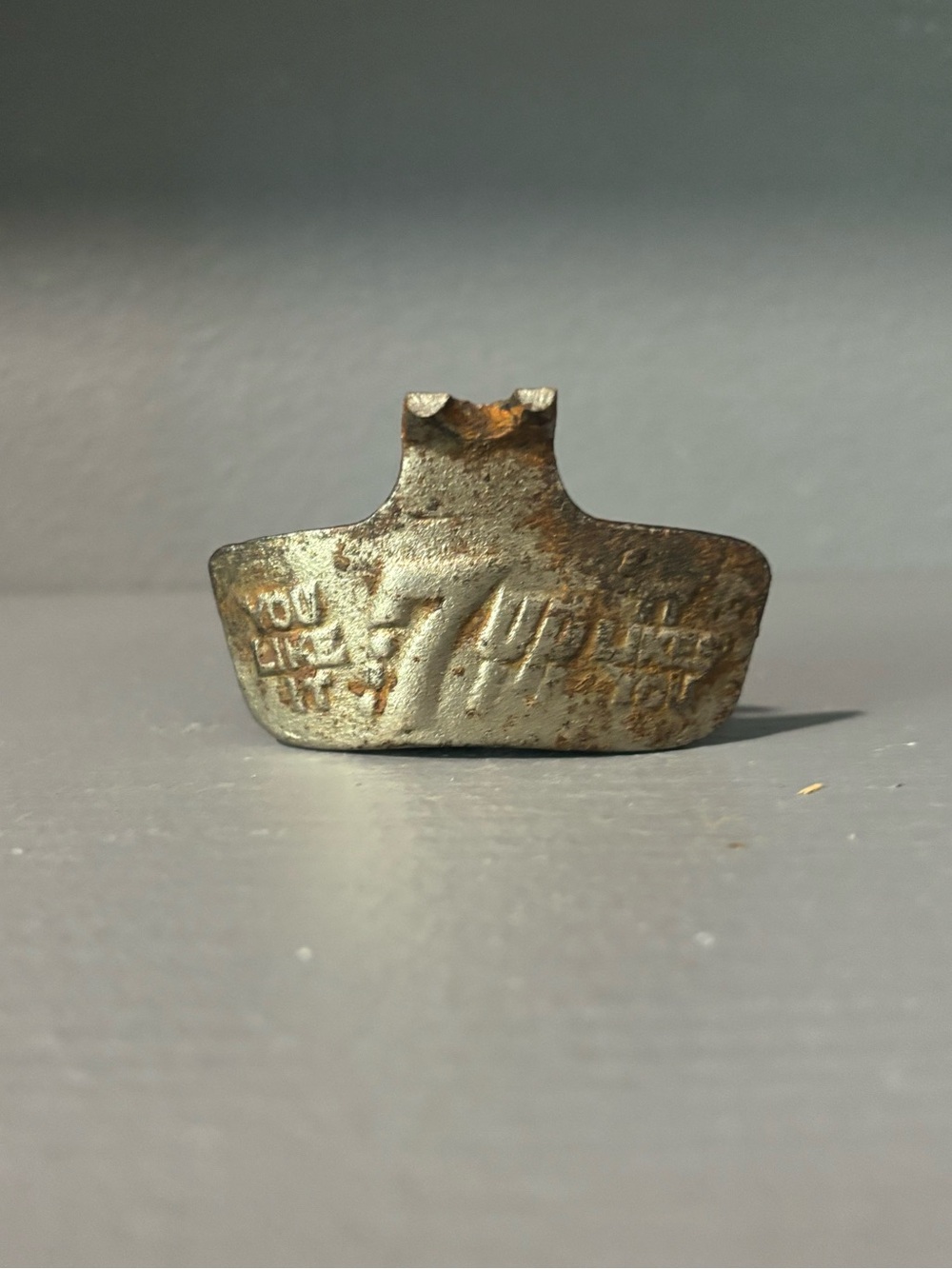 Antique Metal Tool Marking Plate - Patinated Silver-Brown
